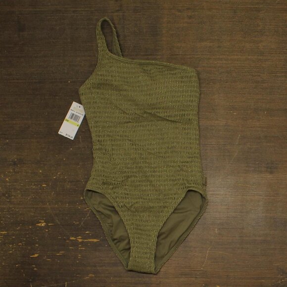 MICHAEL Michael Kors Other - Michael by Michael Kors Womens Crochet One Shoulder One Piece Safari Green 4